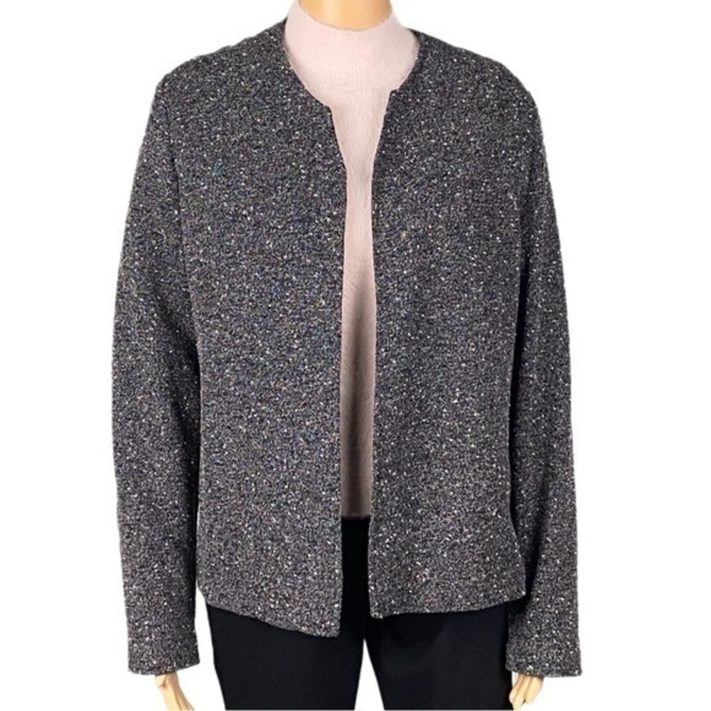 COLDWATER CREEK black and white, lightweight, textured open jacket. Size XL. EUC